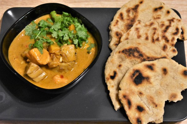 Rybne curry z naan